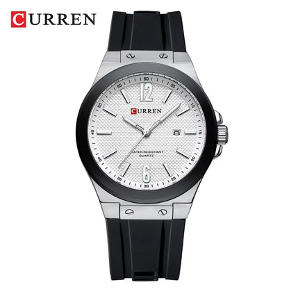 CURREN 8467 Men's Fashion Quartz Watch – Luminous Dial, Date Display, Silicone Strap