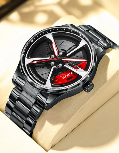 LIGE New Sports 3d Xiaomi Car Wheel Watch Fashionable Rotating Dial Stainless Steel Strap Waterproof Quartz Watches reloj hombre