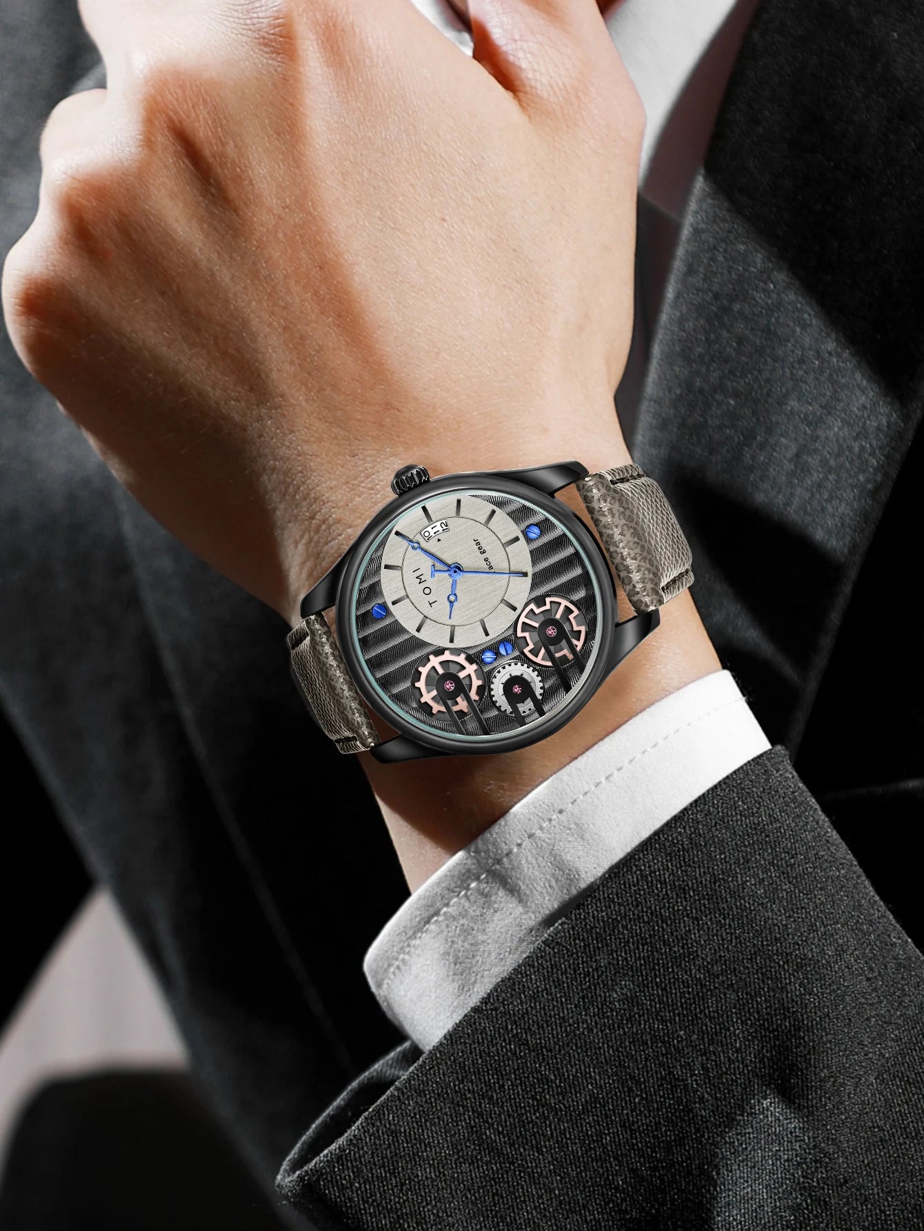 TOMI Men's Gift Box Combination Set Watch Luxury and Simple Business Detachable Strap Quartz Watch Men's Watch Festival Gift