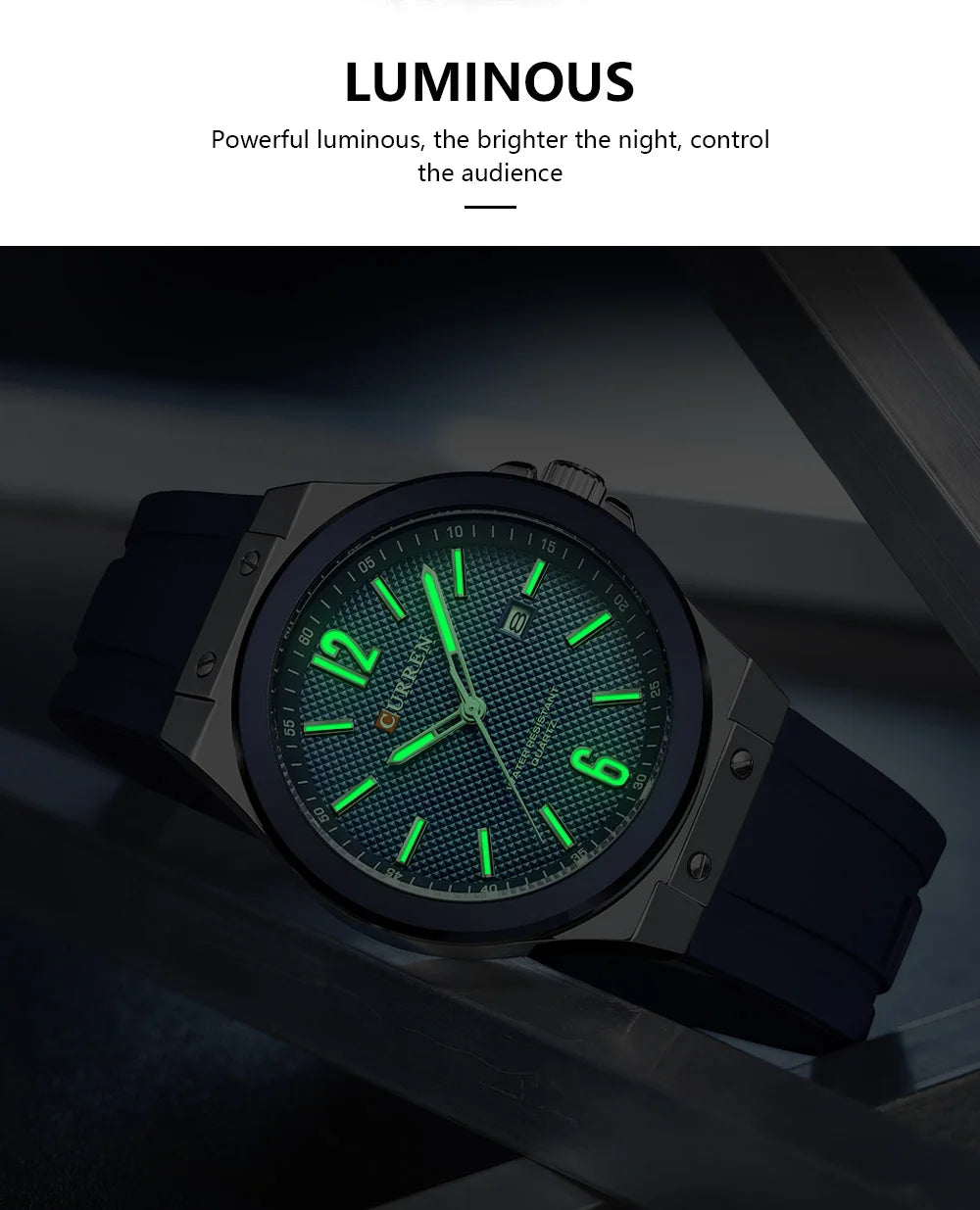 CURREN 8467 Men's Fashion Quartz Watch – Luminous Dial, Date Display, Silicone Strap