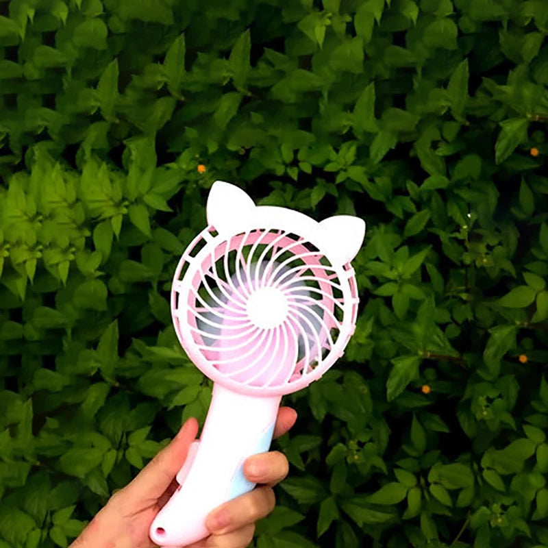 3-Color Portable Hand-Press Mini Fan – Battery-Free, Cute Cartoon Cooling Fan