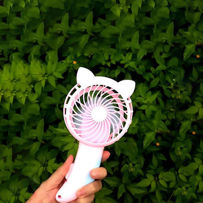 3-Color Portable Hand-Press Mini Fan – Battery-Free, Cute Cartoon Cooling Fan