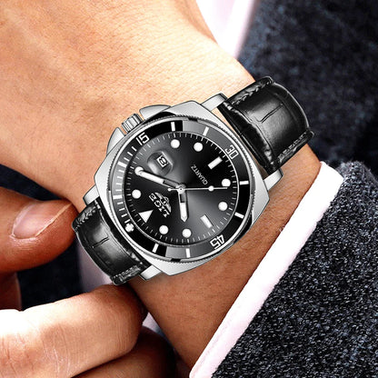 LIGE Men’s Business Military Sports Quartz Watch – Luxury Leather Waterproof Timepiece