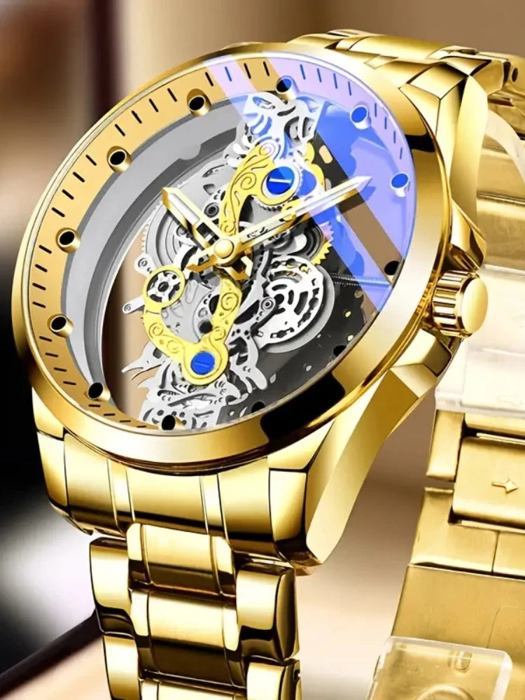 Luxorive SpectraCore – Luxury Skeleton Quartz Watch for Men