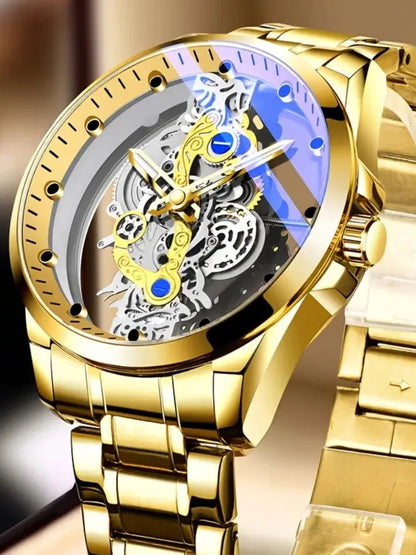 Luxorive SpectraCore – Luxury Skeleton Quartz Watch for Men