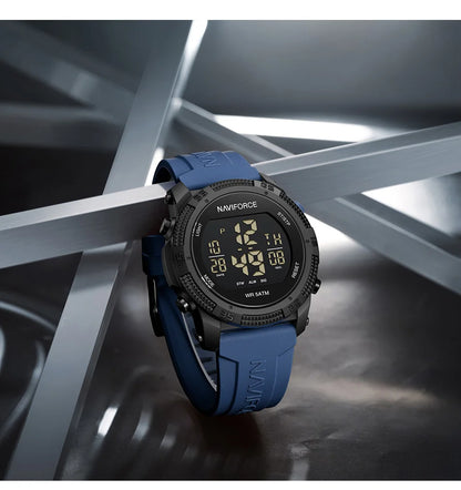 NAVIFORCE Men's Fashion LCD Digital Wristwatch 50m Waterproof Sports Silicone Strap Watches for Man Casual Electronic Male Clock