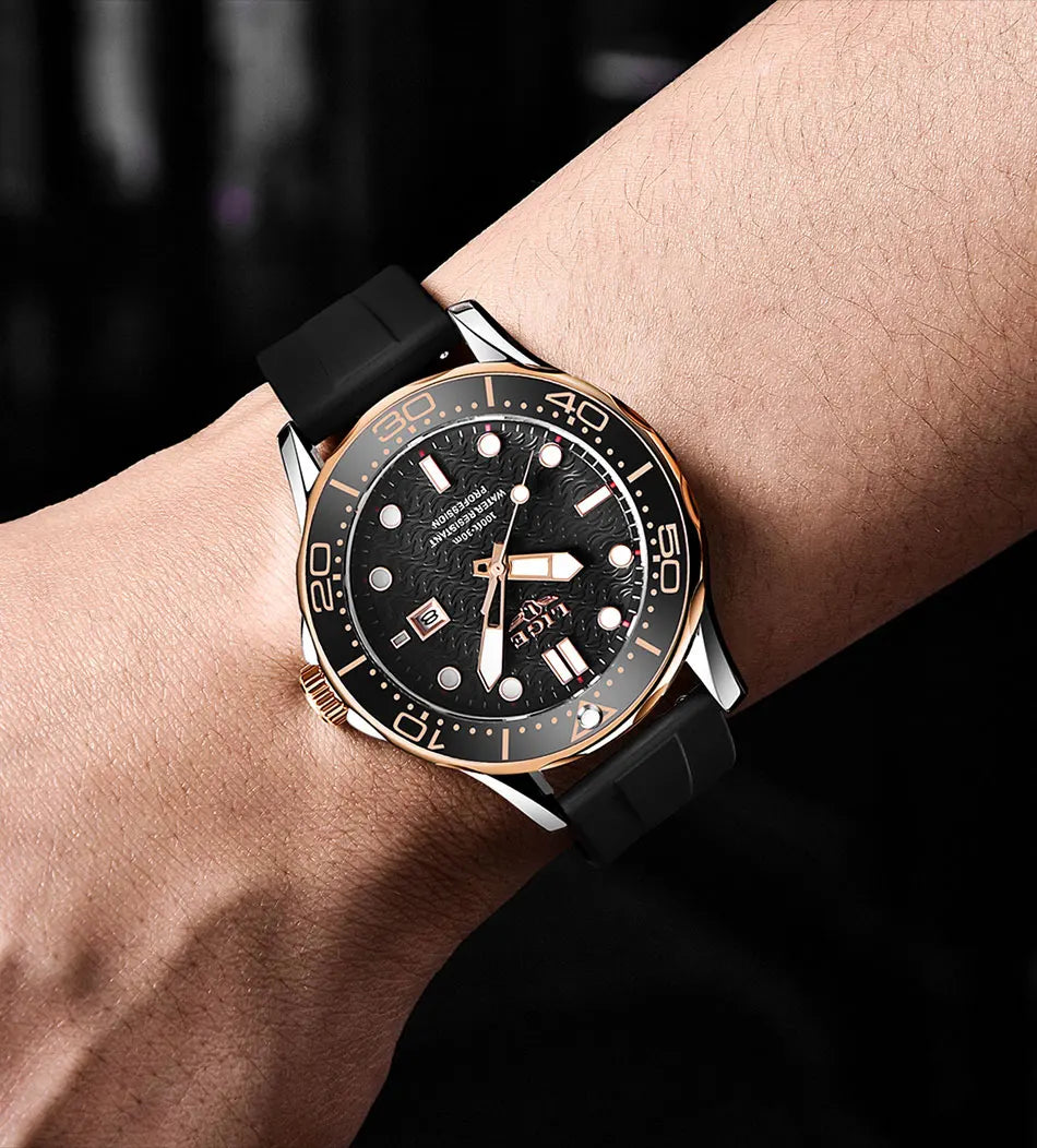 2025 LIGE Men's Business Luxury Dive Watch – Waterproof Chronograph with Date | Stainless Steel Sport Wristwatch + Box