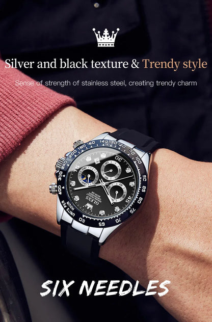 OLEVS Luxury Men's Watches Waterproof Original Quartz Man Watch Moon Phase Watch for Men Chronograph Wrist Watch Luminous Clock