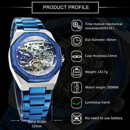 Luxorive Spectra Tourbillon – Automatic Skeleton Watch with Diamond Dial Watchify 