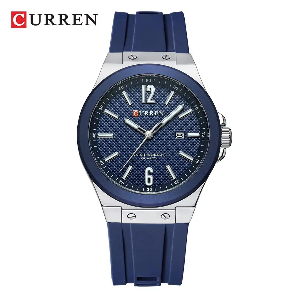 CURREN 8467 Men's Fashion Quartz Watch – Luminous Dial, Date Display, Silicone Strap