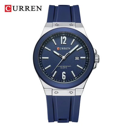 CURREN 8467 Men's Fashion Quartz Watch – Luminous Dial, Date Display, Silicone Strap