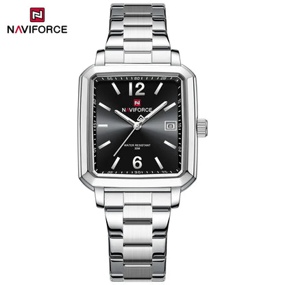 NAVIFORCE Couple Quartz Watch Retro Fashion Calendar Display Stainless Steel Strap Luminous Pointer 3ATM Waterproof Couple Watch