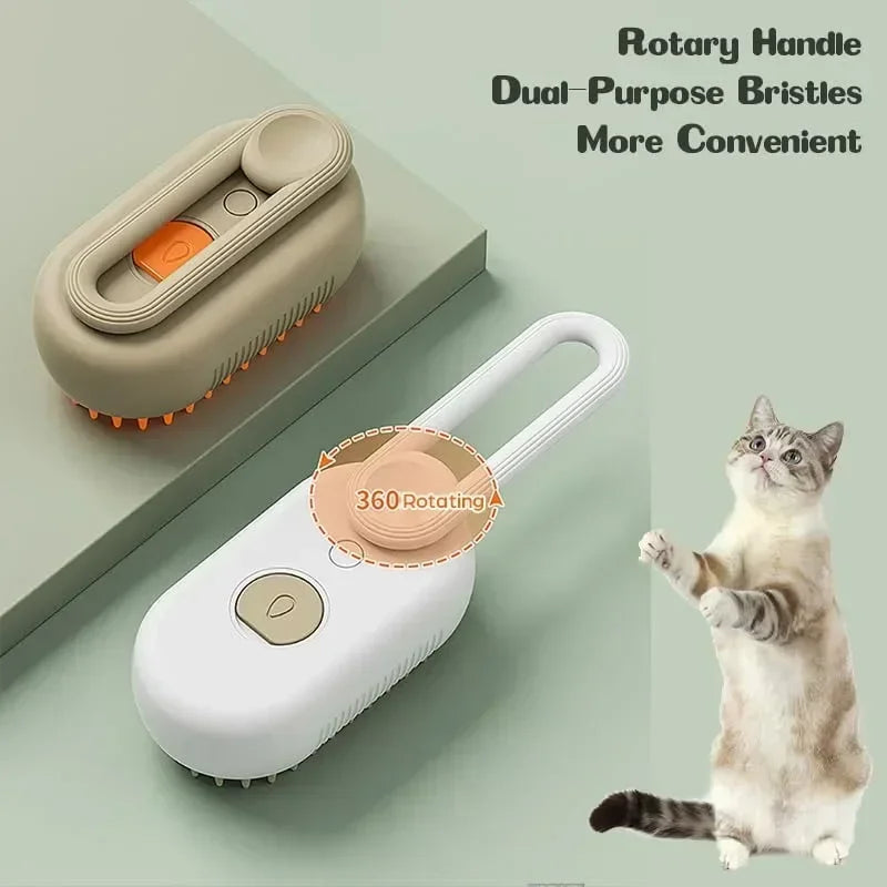3-in-1 Electric Steamy Dog & Cat Brush – Massage & Hair Removal
