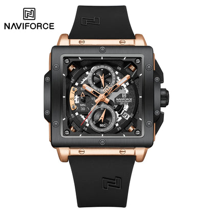 NAVIFORCE Watches for men Sports Unique Square Quartz Date Display Watch Multifunction Chronograph Waterproof Luxury WristWatch