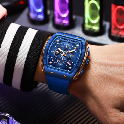 LIGE Luxury Square Chronograph — a bold statement timepiece designed for men who appreciate modern luxury in a unique square profile.