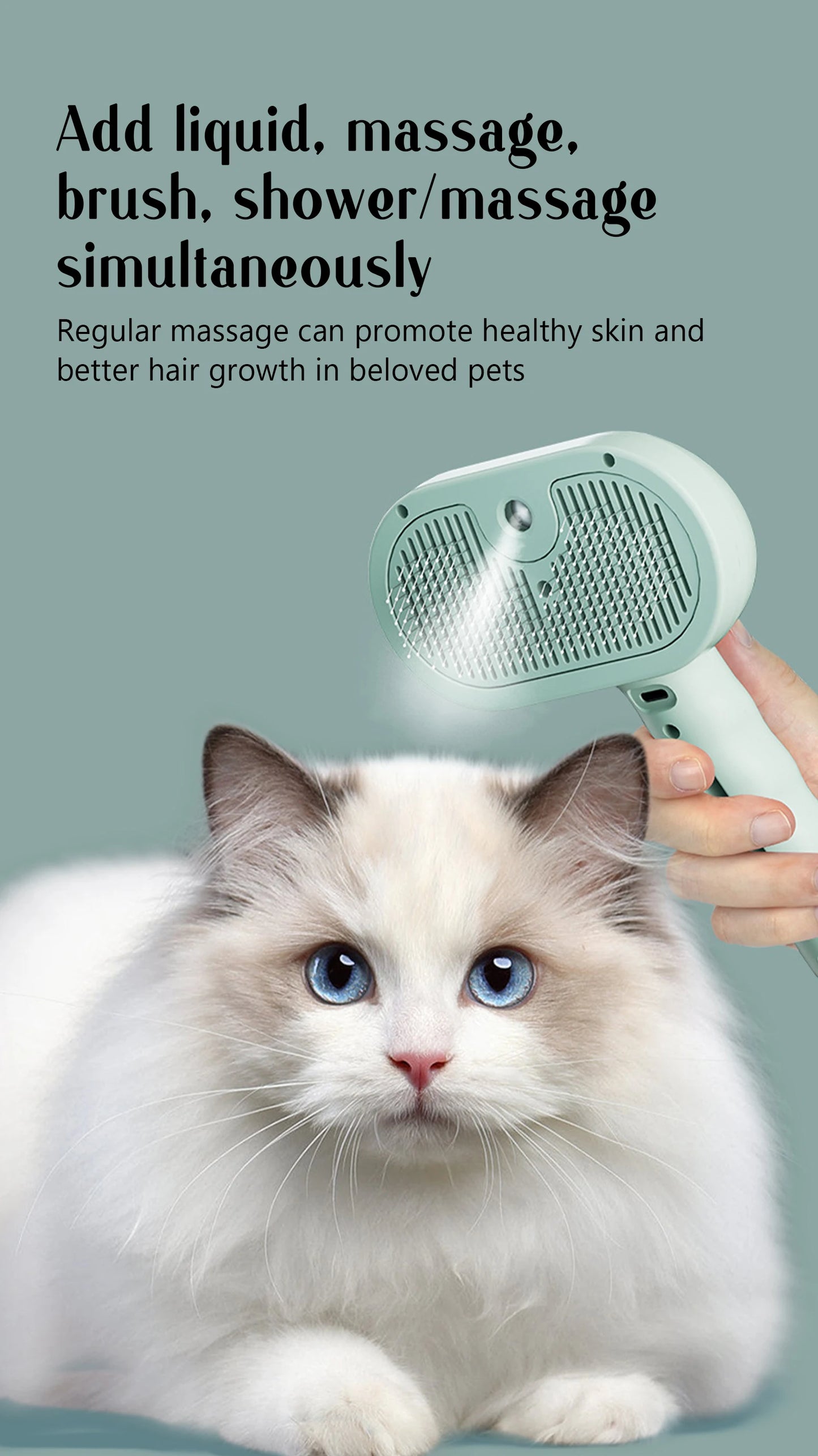 USB Rechargeable Dog & Cat Steam Comb – Soft Teeth Massage & Hair Removal Brush