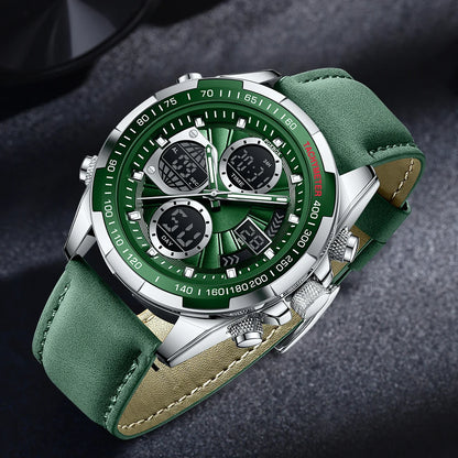 LIGE Men’s Luxury Military Sports Chronograph Watch – Waterproof Quartz Digital Wristwatch