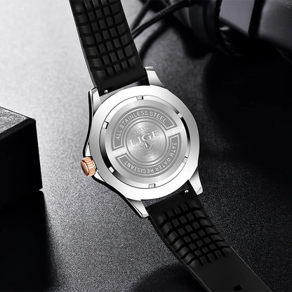 2025 LIGE Men's Business Luxury Dive Watch – Waterproof Chronograph with Date | Stainless Steel Sport Wristwatch + Box