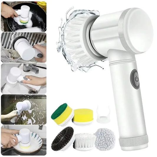 Electric Spin Scrubber with 5 Brush Heads – Bathroom & Home Cleaning Tool