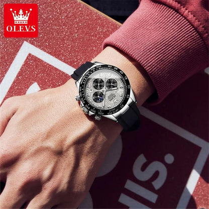 OLEVS Luxury Men's Watches Waterproof Original Quartz Man Watch Moon Phase Watch for Men Chronograph Wrist Watch Luminous Clock