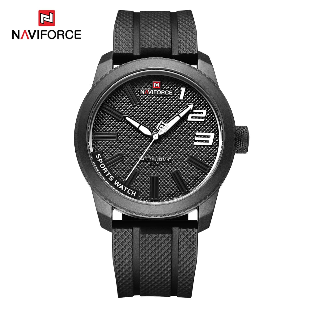 NAVIFORCE Top Brand Watch Men Fashion Casual Waterproof Simple Style Quartz Wristwatch Military Male TPU Strap Clock