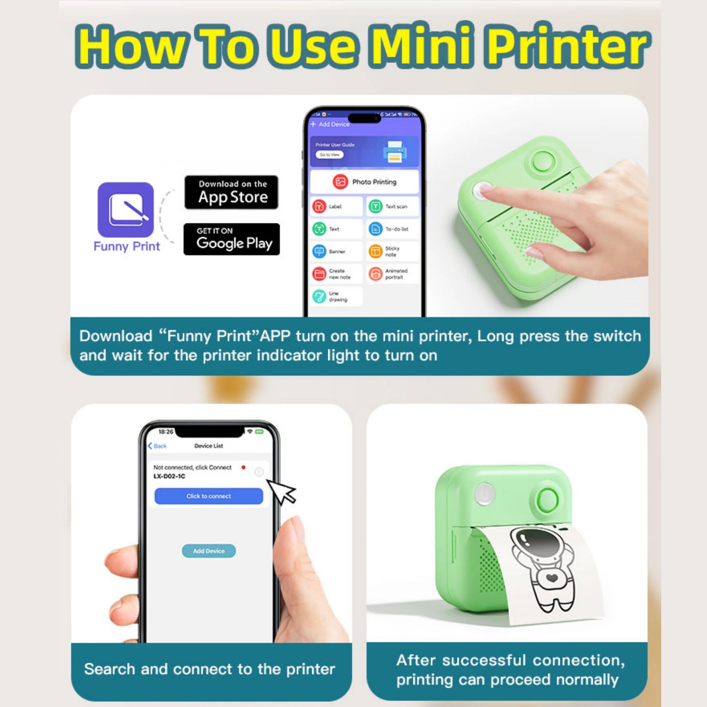 Dolewa D3 Mini Thermal Printer – Labels & Photo Printing