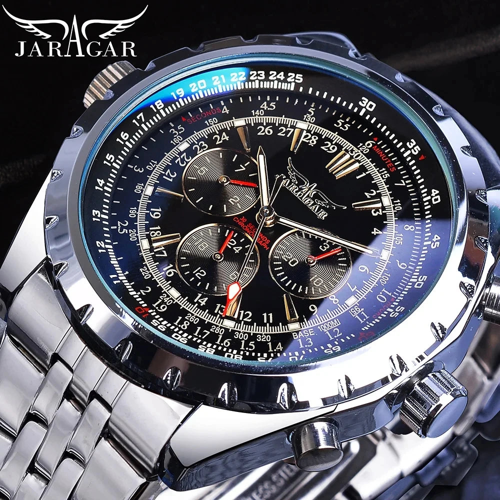 Luxorive SteelCommander – Luxury Automatic Mechanical Watch for Men | Military Sport Design
