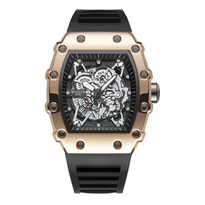 Men's Watch Fashion Automatic Movement Barrel Luminous Waterproof Clock Sports Male's Silicone Strap Quartz Wristwatch New