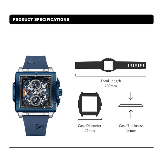 NAVIFORCE Watches for men Sports Unique Square Quartz Date Display Watch Multifunction Chronograph Waterproof Luxury WristWatch
