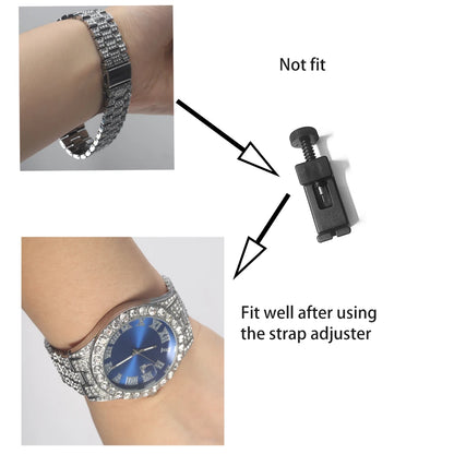 Men Women Quartz Watch Iced Out Hip-hop Punk Full Diamonds Wrist Watch Bundled Size Adjuster Stylish Party Jewelry Gift Box