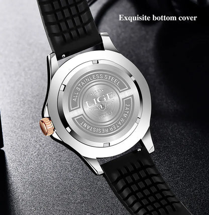 2025 LIGE Men's Business Luxury Dive Watch – Waterproof Chronograph with Date | Stainless Steel Sport Wristwatch + Box