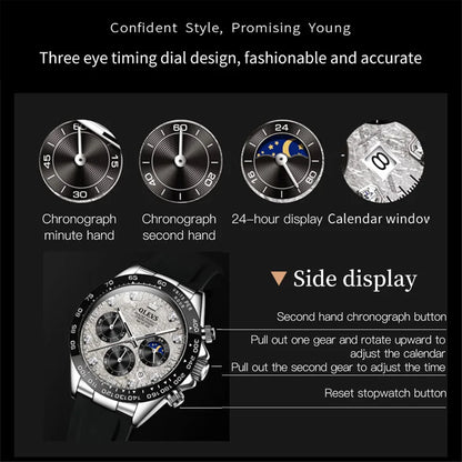 OLEVS Luxury Men's Watches Waterproof Original Quartz Man Watch Moon Phase Watch for Men Chronograph Wrist Watch Luminous Clock