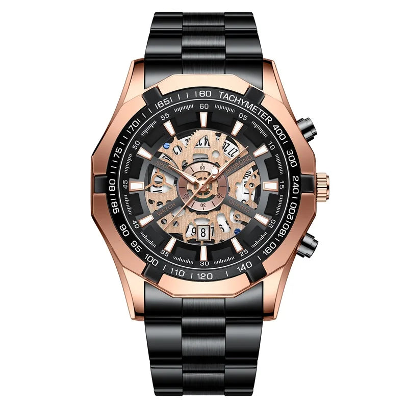 Luxorive BlueCore X – 2025 Luxury Skeleton Steel Watch for Men