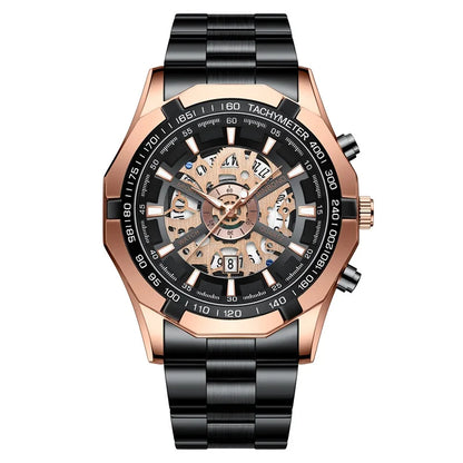 Luxorive BlueCore X – 2025 Luxury Skeleton Steel Watch for Men