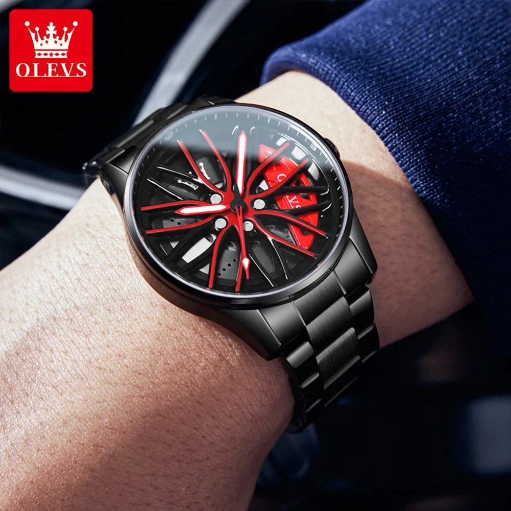 OLEVS 9937 Men's Luxury Watch Waterproof Rotary Sport Car Rim Man Watch High Quality Fashion Best Selling Quartz Men's Watches