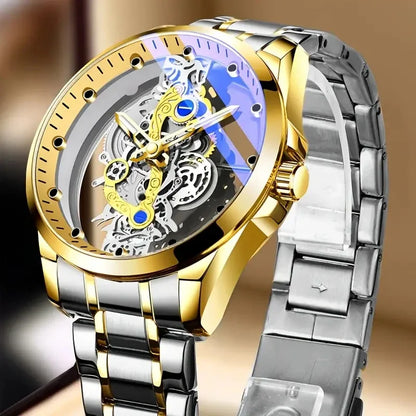 Luxorive SpectraCore – Luxury Skeleton Quartz Watch for Men