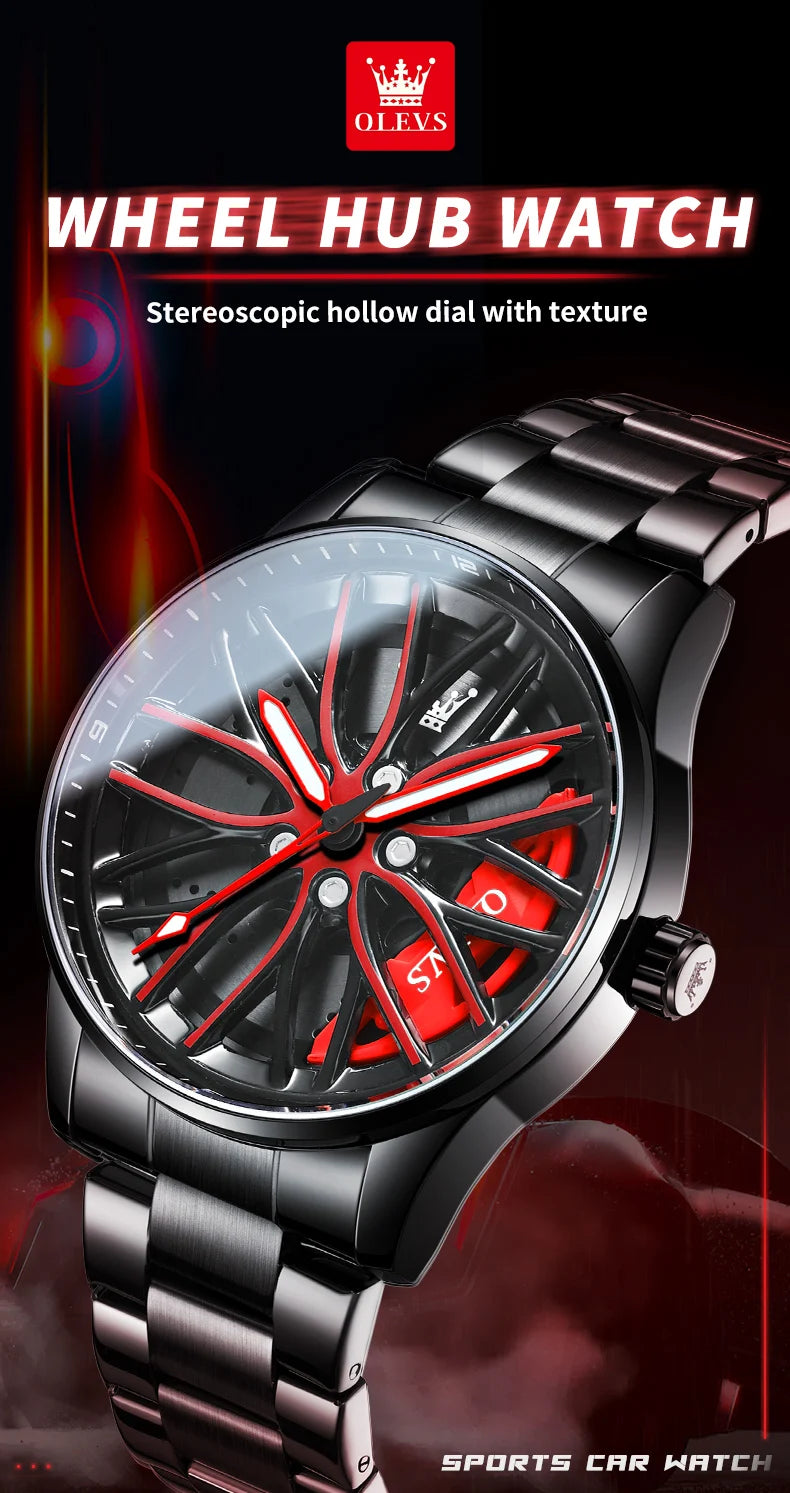OLEVS 9937 Men's Luxury Watch Waterproof Rotary Sport Car Rim Man Watch High Quality Fashion Best Selling Quartz Men's Watches