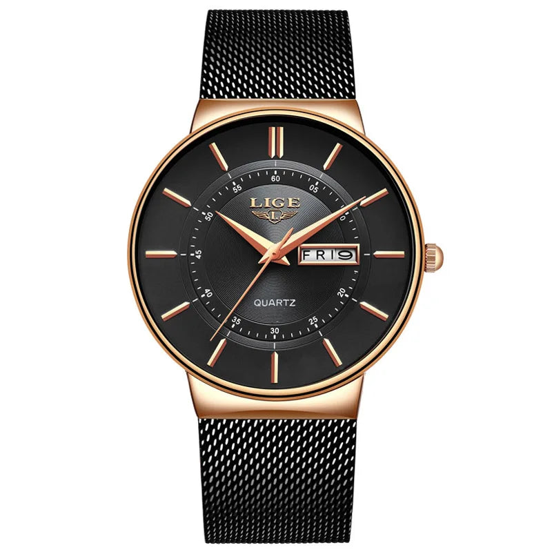 LIGE 2024 Ultra Thin Quartz Watch – Sleek, modern, and designed for men who appreciate minimalist elegance with sporty performance.