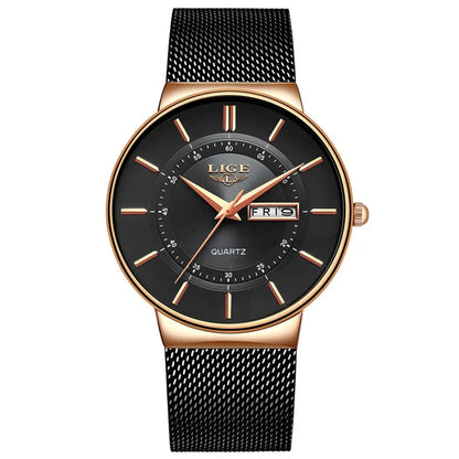 LIGE 2024 Ultra Thin Quartz Watch – Sleek, modern, and designed for men who appreciate minimalist elegance with sporty performance.