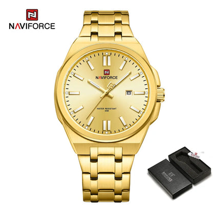 NAVIFORCE Quartz Watch For Men Luxury Business Luminous Stainless Steel Male Wristwatches Waterproof Calendar Clock Reloj Hombre