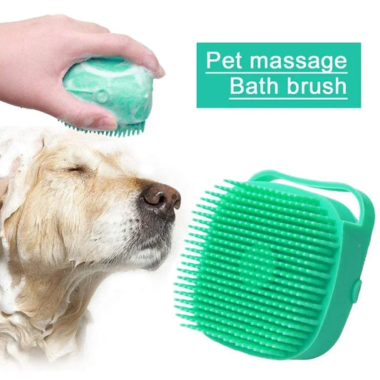 Pet Shampoo Brush – Soft Silicone Rubber Grooming Scrubber for Dogs & Cats