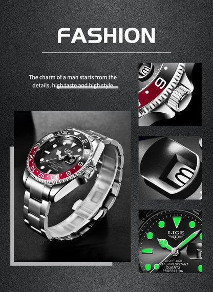 LIGE 2025 — a modern, luxurious men’s quartz wristwatch designed for style, function, and everyday elegance.