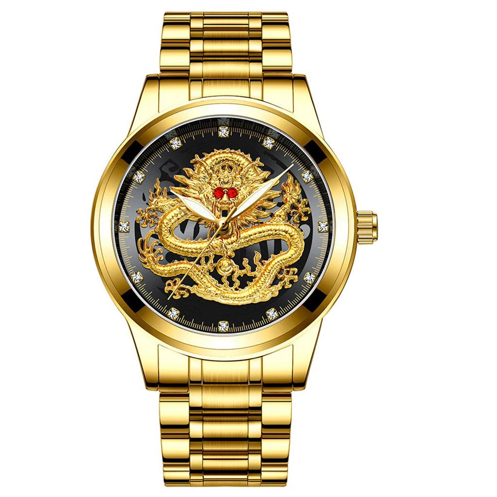 Luxorive DragonCore – Gold Stainless Steel Men’s Quartz Watch