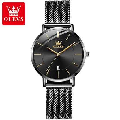 OLEVS 5869 Original Quartz Watch for Women Ultra Thin 6.5mm Simple Fashion Auto Date Hand Clock 30m Waterproof Ladies Wristwatch