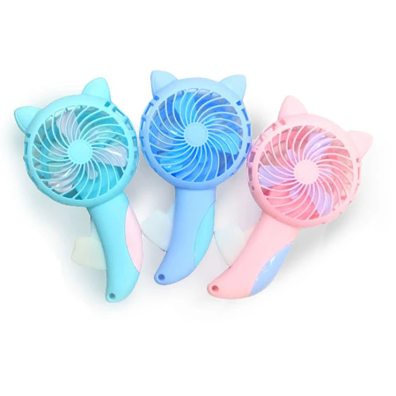 3-Color Portable Hand-Press Mini Fan – Battery-Free, Cute Cartoon Cooling Fan