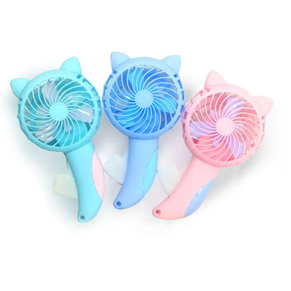 3-Color Portable Hand-Press Mini Fan – Battery-Free, Cute Cartoon Cooling Fan