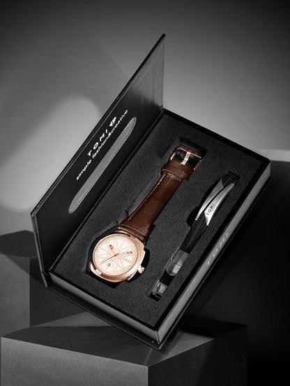 TOMI 2024 New 2PCS Men's Watch Bracelet Gift Set Luxury Business Versatile Calendar Men's Quartz Watch and Watch Gift Reloj