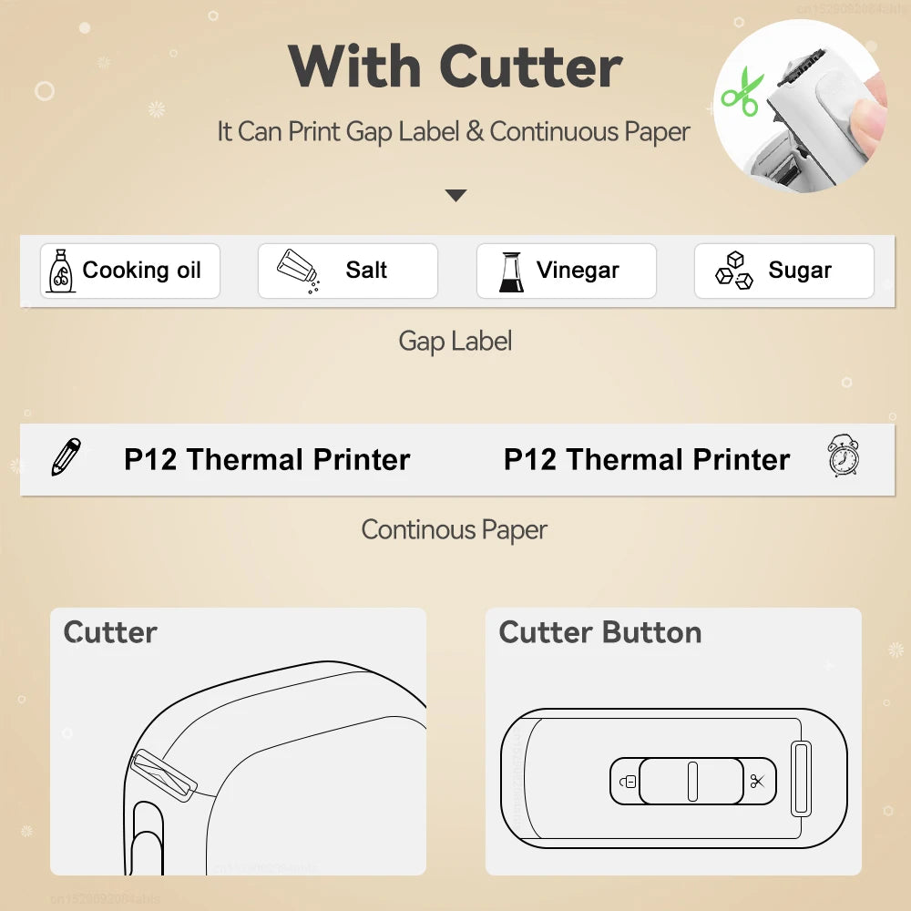 P12 Mini Thermal Label Printer – Portable Sticker Maker