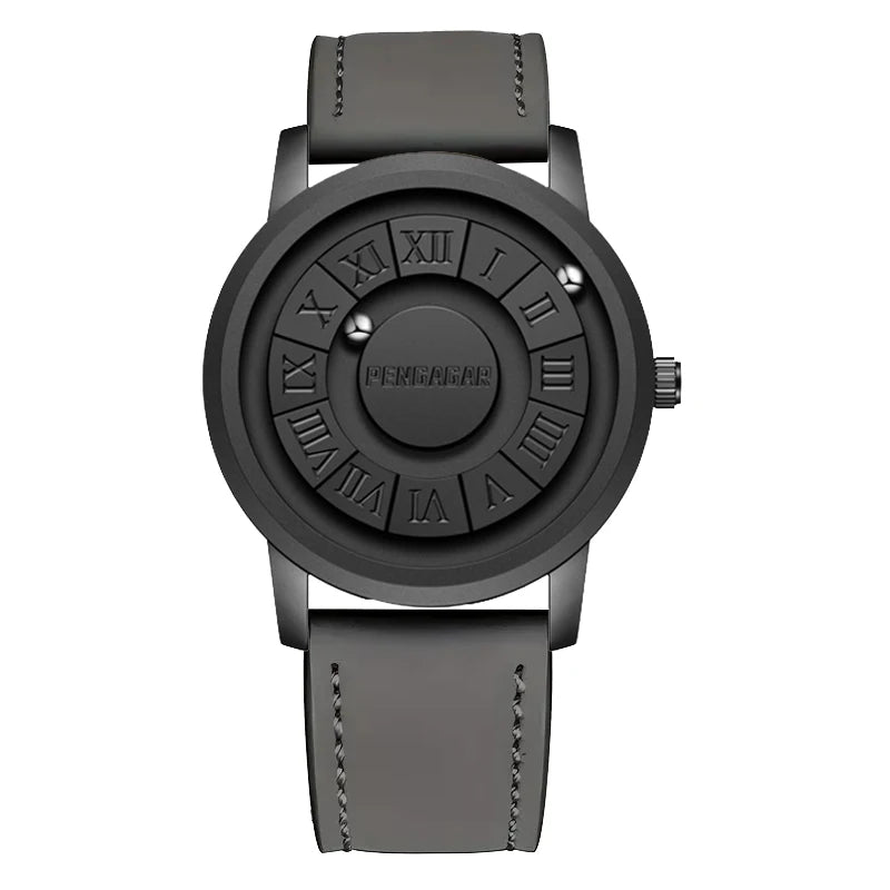 Luxorive MagnoSpin Edge – Men's Magnetic Scrolling Stainless Steel Quartz Watch (With Box)