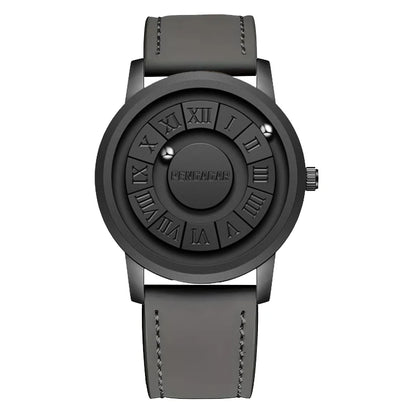 Luxorive MagnoSpin Edge – Men's Magnetic Scrolling Stainless Steel Quartz Watch (With Box)